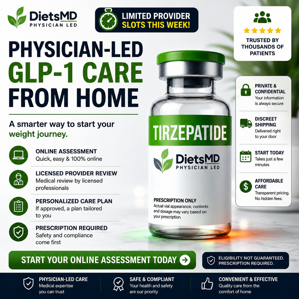Tirzepatide Injection Online | Provider-Guided GLP-1 Weight Loss | DietsMD
